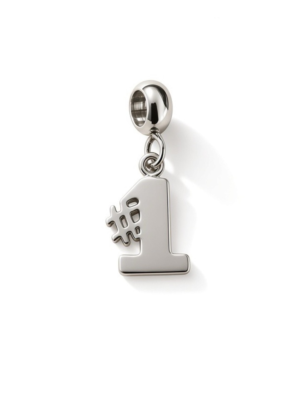 Silver #1 Number One Dangle Charm Pandora Compatible